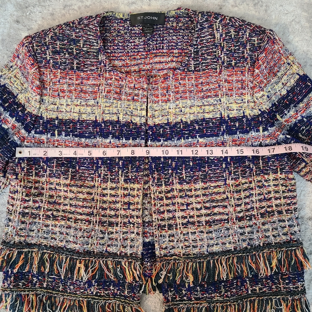 St. John Ellah Tweed Knit Short Jacket Size 10 - Picture 6 of 9